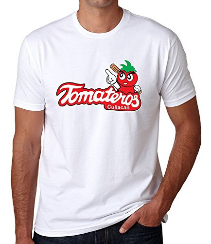Tomateros de Culiacan Men's T-Shirt Crew Neck 100 percent Cotton -Large- White-