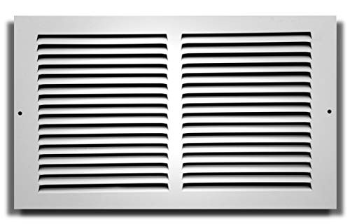 14" X 8" Baseboard Return Air Grille - HVAC Vent Duct Cover - 7/8" Margin Turnback for Flush Fit with Baseboard Work - White