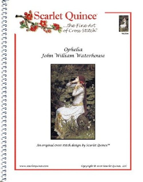 Scarlet Quince WAT004 Ophelia by John William Waterhouse Counted Cross Stitch Chart- Regular Size Symbols Scarlet Quince WAT004 Ophelia by John William Waterhouse Counted Cross Stitch Chart- Regular Size Symbols