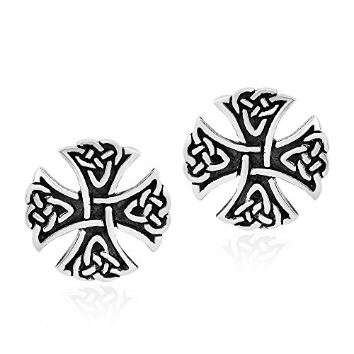 Celtic Knot Cross Pattee .925 Sterling Silver Stud Earrings