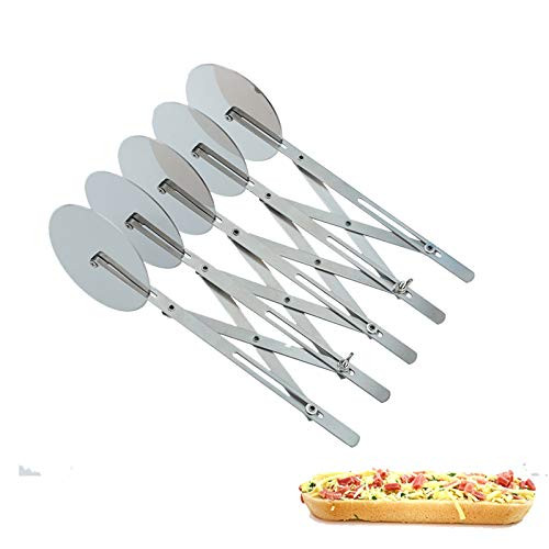 esonmus 5-Wheel Pastry Cutter- Upgraded Large Size Pizza Cutter Stainless Steel Dough Pancake Slicer Expandable Multi-Round Pastry Knife Baking Cutter Roller Cookie Dough Cutter Divider
