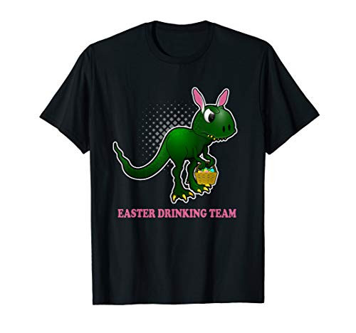 Easter T-Rex Bunny Ears Holding Easter Eggs Basket Holiday T-Shirt