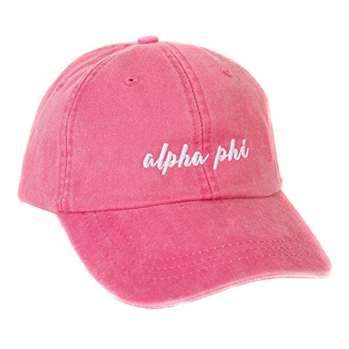 Desert Cactus Alpha Phi -N- Sorority Baseball Hat Cap Cursive Name Font A Phi -Hot Pink - N-