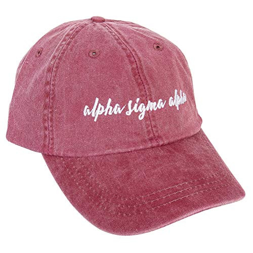 Alpha Sigma Alpha -N- Sorority Baseball Hat Cap Cursive Name Font ASA -Burgundy- Alpha Sigma Alpha -N- Sorority Baseball Hat Cap Cursive Name Font ASA -Burgundy-