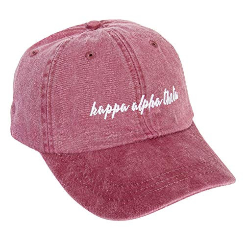Kappa Alpha Theta -N- Sorority Baseball Hat Cap Cursive Name Font Theta -Burgundy-