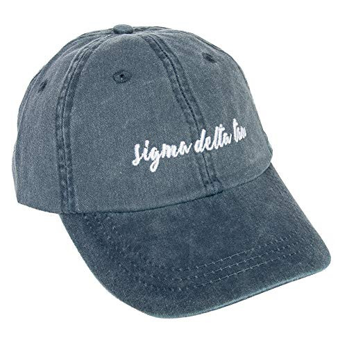 Sigma Delta Tau -N- Sorority Baseball Hat Cap Cursive Name Font Sig Delt -Midnight Blue- Sigma Delta Tau -N- Sorority Baseball Hat Cap Cursive Name Font Sig Delt -Midnight Blue-