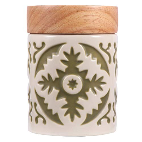Cabilock Ceramic Storage Jars Chic Jar Kitchen Canister Cookie Jar Kitchen Food Container With Bamboo Lid For Food Storage Cookies Crackers Chips Green