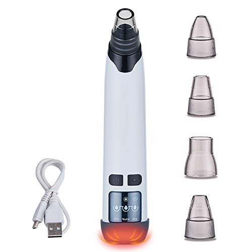 Blackhead Remover Pore Vacumm- Electric Suction Blackhead Extractor Tool- Pore Cleaner USB Rechargeable with 4 Probes and 3 Modes for Women  and  Men -white-