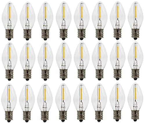 `-25-Pack- C7 LED Replacement Night Light Bulb- 4W 5W 6W 7W Incandescent Equivalent- C7 Candelabra Base Night Light Bulbs- Type C for Flea Traps- Christmas Light Strings- Electric Window Candles `-25-Pack- C7 LED Replacement Night Light Bulb- 4W 5W 6W 7W Incandescent Equivalent- C7 Candelabra Base Night Light Bulbs- Type C for Flea Traps- Christmas Light Strings- Electric Window Candles