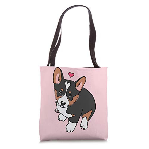 Tricolor Corgi Puppy Dog- Cute Corgi- Corgi Drawing- Dog Mom Tote Bag