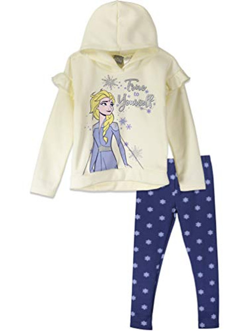 Disney Frozen Queen Elsa Big Girls Ruffled Sleeves Hooded Legging Set White 7-8