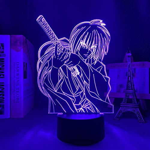 3D Lamp Anime Rurouni Kenshin Himura Figure Led Light for Bedroom Decor Nightlight Manga Birthday Gift Room Led Night Light - Touch Control