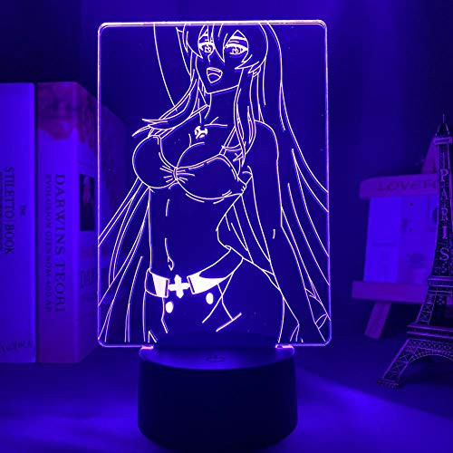 Led Night Light Akame Ga Kill Esdeath 3D Lamp Anime for Room Decor Nightlight Kid Child Birthday Gift Akame Ga Kill Esdese Light