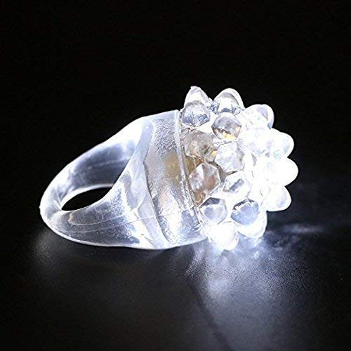 HNDTEK Clear Shining White LED Flashing Jelly Bumpy Finger Rings -96 Ct-
