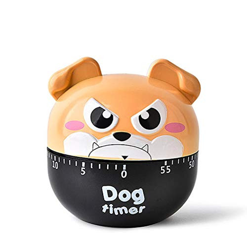 MYJZY Kitchen Timer Manual-Cute Bulldog Egg Timer-Mechanical 60 Minutes Timing Cooking/Baking Timer-Rotation Alarm Countdown Reminder Time Management-Yellow