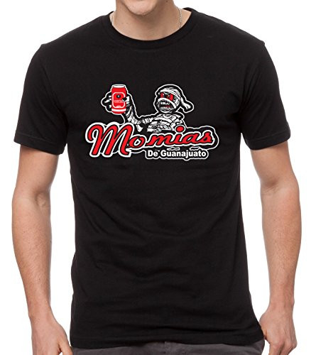Momias de Guanajuato Baseball Men's T-Shirt Crew Neck 100 percent Cotton -XL- Black-