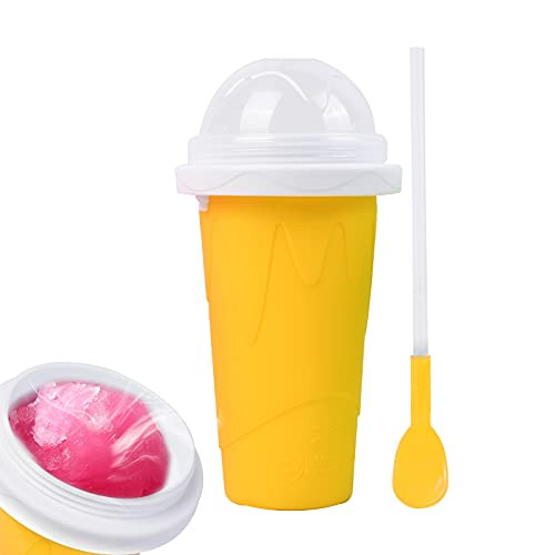 Jingbtful slushy maker cup slushie cup machine-quick frozen magic icee maker slushy for kids protable squeeze ice cream maker for adult home -yellow-