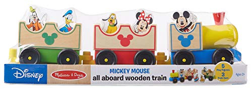 Melissa & Doug Disney Baby Mickey Mouse and Friends All Aboard Wooden Train Toy With 3 Train Cars and 5 Characters