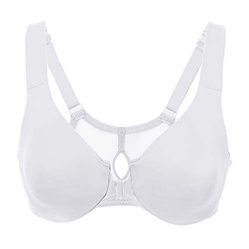 DELIMIRA Women's Front Closure Racerback Underwire Full Coverage Unlined Bra White 42D