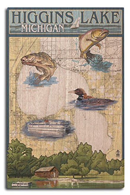 Lantern Press Higgins Lake- Michigan- Lake Chart -10x15 Wood Wall Sign- Wall Decor Ready to Hang- Lantern Press Higgins Lake- Michigan- Lake Chart -10x15 Wood Wall Sign- Wall Decor Ready to Hang-