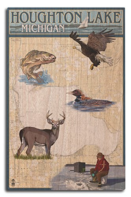 Lantern Press Houghton Lake- Michigan- Lake Chart -10x15 Wood Wall Sign- Wall Decor Ready to Hang- Lantern Press Houghton Lake- Michigan- Lake Chart -10x15 Wood Wall Sign- Wall Decor Ready to Hang-