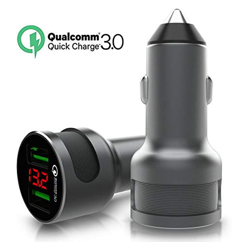 Dual Quick 3.0 Car Charger,Leyeet two Socket Cigarette Lighters LED Display 36W 12V/24V Dual USB Port Car Power Adapter for iPhone iPad Android Samsung GPS Dash Cam DVD Player(QC3.0+QC3.0)
