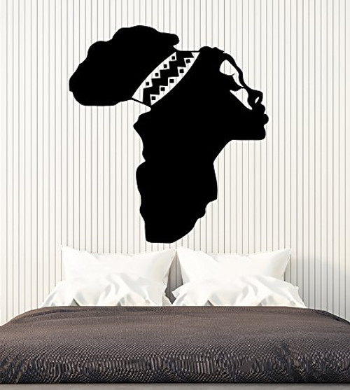 Vinyl Wall Decal Africa Map Beautiful Woman African Ethnic Art Stickers Large Decor -ig4816- Black Vinyl Wall Decal Africa Map Beautiful Woman African Ethnic Art Stickers Large Decor -ig4816- Black