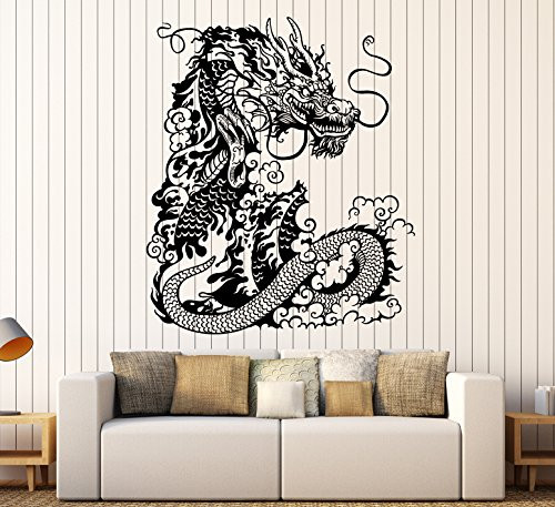Large Vinyl Wall Decal Chinese Dragon Asian Style Home Decor Art Stickers Large Decor -ig4629- Purple