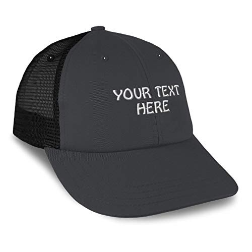 Mesh Trucker Hat Baseball Cap Custom Personalized Text Cotton Dad Hats for Men  and  Women Snapback Dark Grey Black One Size