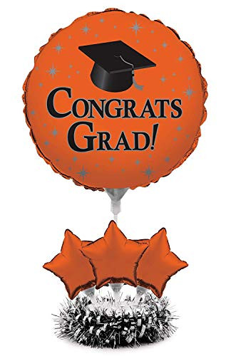 Orange Graduation Air Filled Balloon Kit Centerpiece | Grad Party Table Centerpiece & Decorations