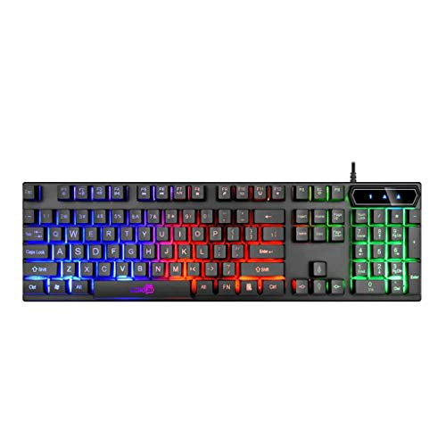 Redike Gaming Keyboard- Colorful Crack LED Illuminated Backlight USB Wired PC Rainbow Gaming Keyboard for Office- USB Wired Computer Keyboard 104 Keys -Black- Redike Gaming Keyboard- Colorful Crack LED Illuminated Backlight USB Wired PC Rainbow Gaming Keyboard for Office- USB Wired Computer Keyboard 104 Keys -Black-