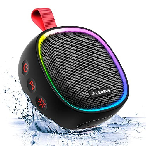 LENRUE F9 Bluetooth Speaker with RGB Lights- IPX7 Waterproof Shower Speaker- Wireless Portable Speaker with TWS- 24H Playtime- HD Sound for Pool Beach Bike Travel