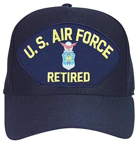 U.S. Air Force Retired with Crest Baseball Cap. Navy Blue. Made in USA