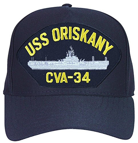 USS Oriskany CVA-34 Baseball Cap. Navy Blue. Made in USA