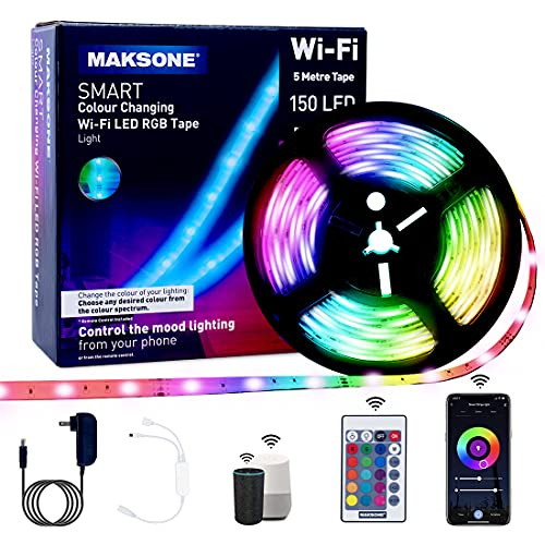 Alexa LED Strip Lights 16.4ft WiFi Smart RGB Rope Light Compatible with Alexa and Google Assistant-App and Remote Control-Music Sync for Bedroom- Kitchen- TV- Party Alexa LED Strip Lights 16.4ft WiFi Smart RGB Rope Light Compatible with Alexa and Google Assistant-App and Remote Control-Music Sync for Bedroom- Kitchen- TV- Party
