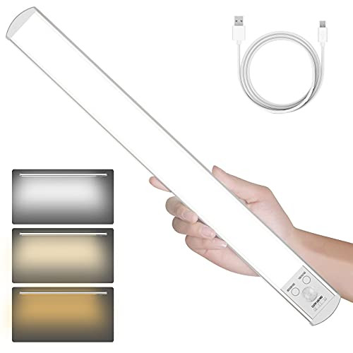 LED Motion Sensor Cabinet Light- Wireless USB Rechargeable Kitchen Night Lights 126-LED Battery Powered Light- Under Counter Closet Light for Wardrobe-Closets-Cabinet-Cupboard