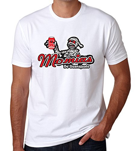 Momias de Guanajuato Baseball Men's T-Shirt Crew Neck 100 percent Cotton -S- White-