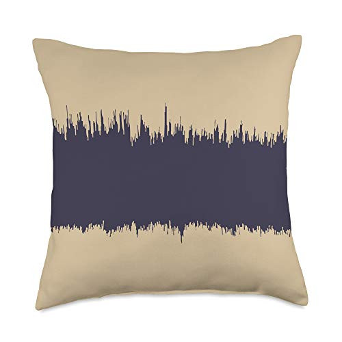 Grey  and  Gold Publishing Modern Stripe Pattern Dark Purple Gray  and  Pastel Beige AEW513 Throw Pillow- 18x18- Multicolor