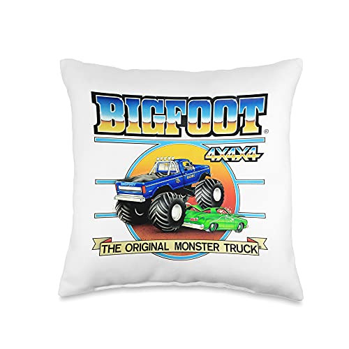 BIGFOOT 4x4 Retro BIGFOOT 4x4x4 The Original Monster Truck Throw Pillow- 16x16- Multicolor