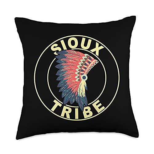 Native American Love Tribe Proud Native American Headdress Sioux Nation Throw Pillow- 18x18- Multicolor