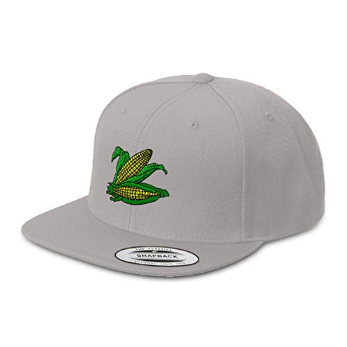 Speedy Pros Snapback Hats for Men  and  Women Corn Embroidery Acrylic Flat Bill Baseball Cap Silver Design Only