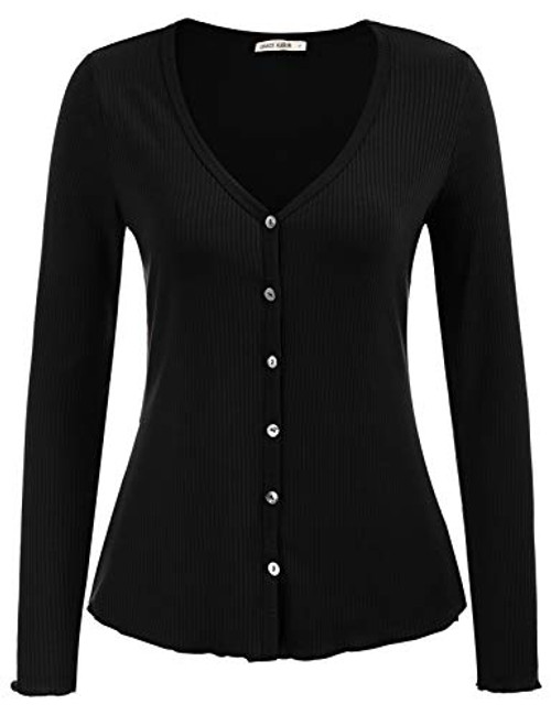 Women's Classic Long Sleeve Open Front Knit Cropped Bolero Shrug Cardigan Sweater BlackL