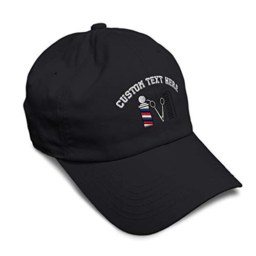 Custom Soft Baseball Cap Barber Logo Embroidery Profession Hairdresser Twill Cotton Dad Hats for Men  and  Women Buckle Closure Black Personalized Text Here