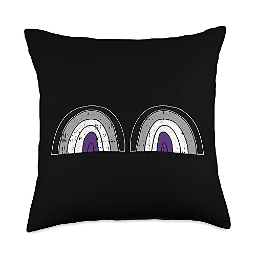 Asexual Cloths Gift Ace Pride Proud LGBT-Q Ally Rainbow Boob Asexual Pride Flag Proud LGBT-Q Ally Ace Throw Pillow- 18x18- Multicolor