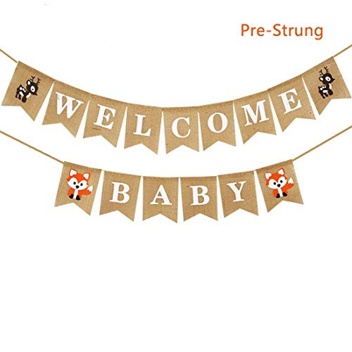 Woodland Baby Shower,Fox Deer Welcome Baby Banner,Woodland Creatures Banner Fawn Forest Animal Friends Felt Garland Baby Shower Party Supplies Decorations Woodland Gender Reveal Banner