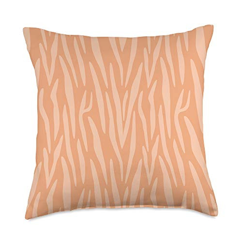Grey  and  Gold Publishing Pastel Orange Yellow Zebra Print Animal AEW101 Throw Pillow- 18x18- Multicolor