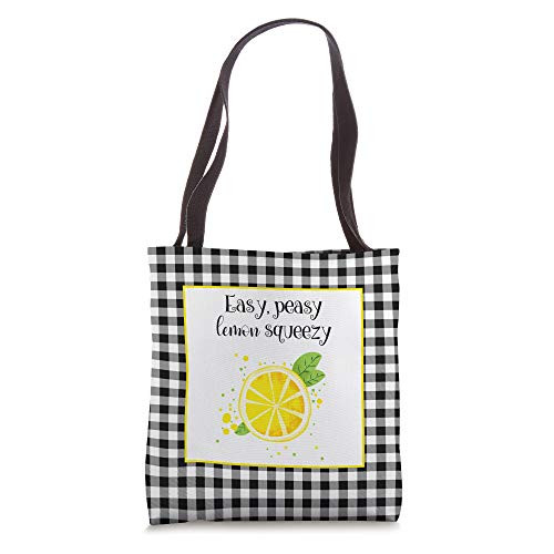 Easy Peasy Lemon Squeezy Gingham Farmhouse Tote Bag