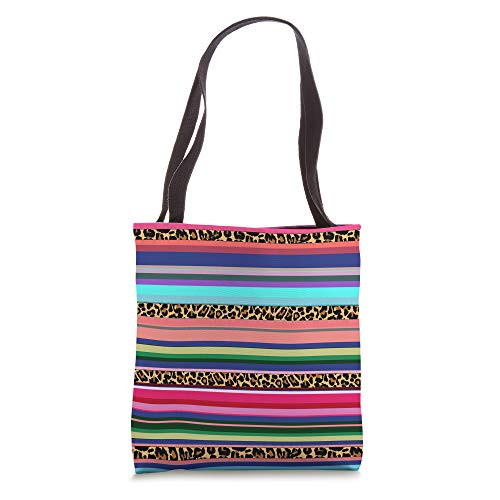 Colorful Mexican Leopard Serape Pattern Tote Bag