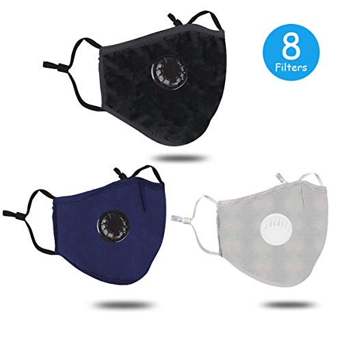 Dust Mask, N95 Particulate Respirator Masks with 4 Activated Carbon Filters, Reusable Washable N99 Air Face Masks and Anti Pollution Mask for Men Women (3 pack)