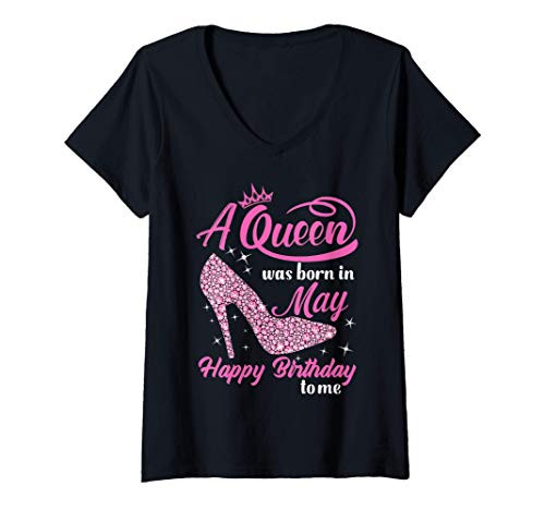 Womens Queens Are Born In May Gift Funny May Birthday women V-Neck T-Shirt Womens Queens Are Born In May Gift Funny May Birthday women V-Neck T-Shirt